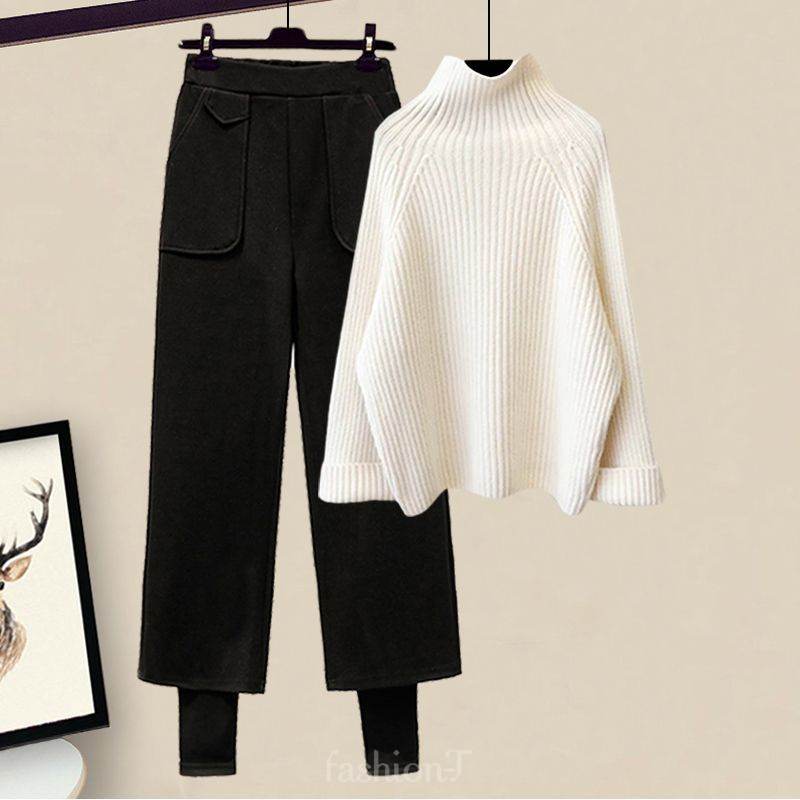 ホワイト/セーター+ブラック/パンツ/セット