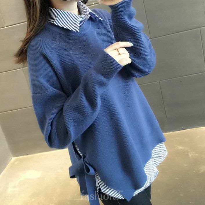 ブルー/ニット.セーター+ブルー/シャツ